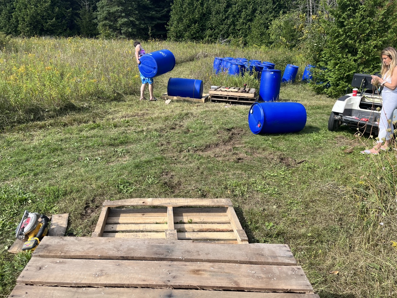 Setting up composting and water collection systems